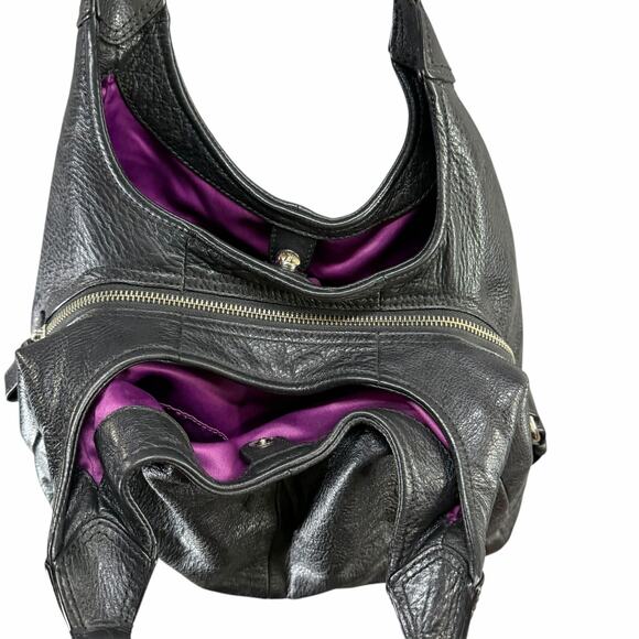 Coach Madison Maggie Shoulder Bag Black Pebbled Leather Designer Hobo Purse - Picture 12 of 16